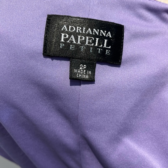 Adrianna Papell Paisley 3/4 Sleeve Cowl Neck Purple Green Shift Dress Size 2P - Picture 7 of 7